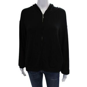 Red Haute Womens Zip Up Hooded Long Sleeve Sweatshirt Black Size Medium